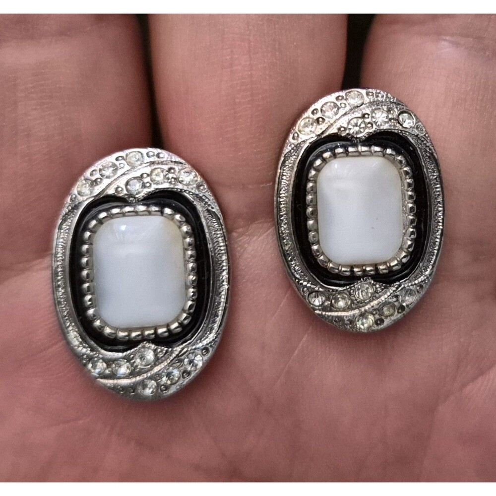 Vintage 1928 Brand Victorian Style Cat Eye Clip Earrings